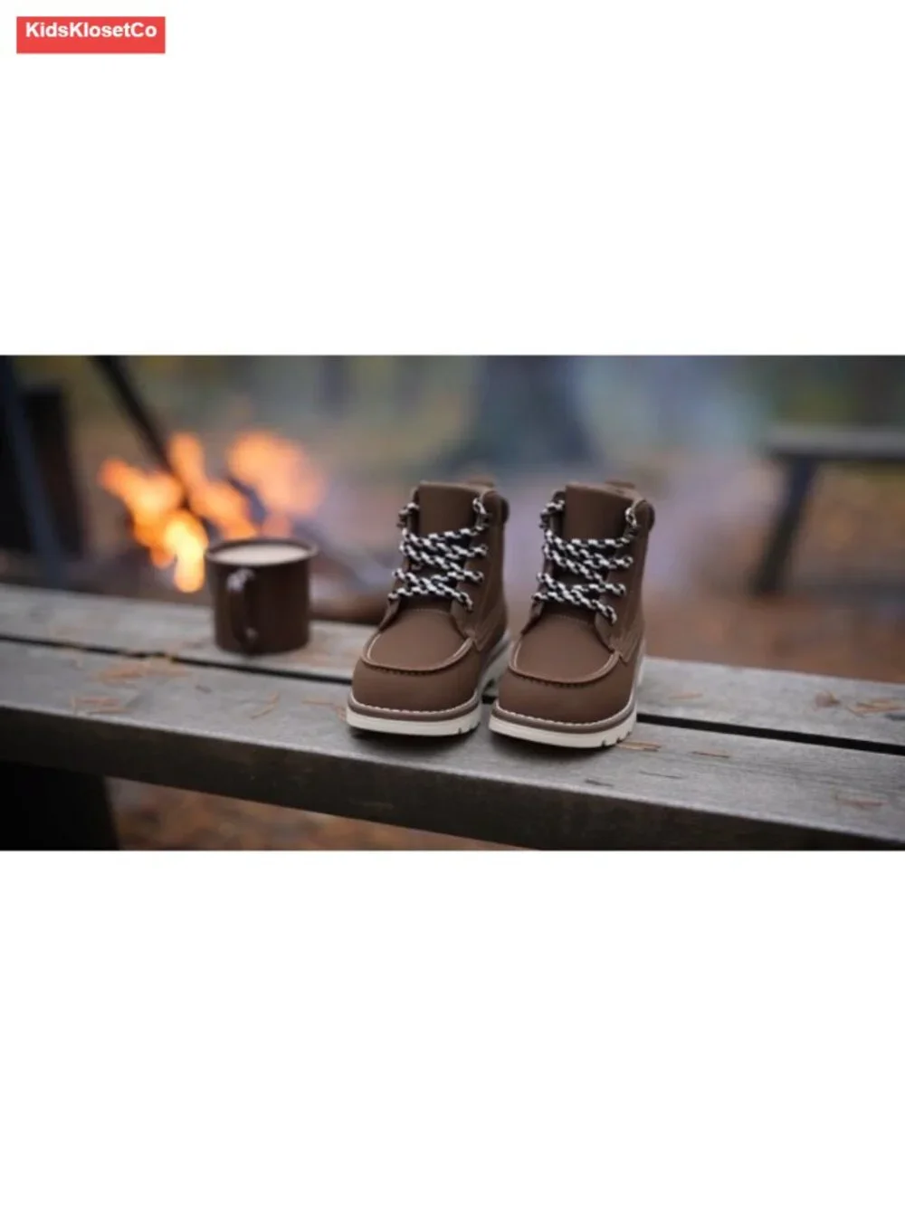 Kids Boys Brown Boots Waterproof Anti Slip Lace Up High Top Faux Leather